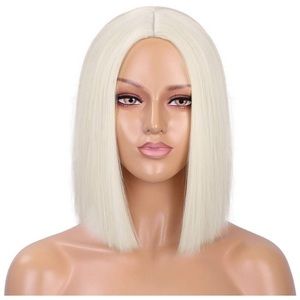 Platinum Blonde Wig Straight Hair Short Bob